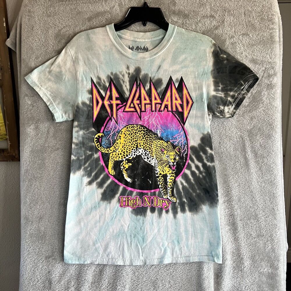 DEF LEOPARD SHIRT ADULT  SMALL BLUE TIE DYE CONCERT MUSIC ROCK BAND T-SHIRT
